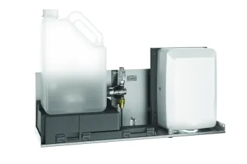 Unit with electronic tap, electronic soap disp., hand dryer