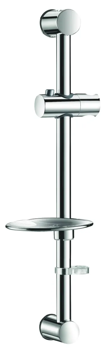 Chrome rail Ø25 can be cut, with soap dish 540mm centres