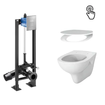 Delabie WCeram S, WC-istuin setti, painikkeellinen asennusteline, valkoinen