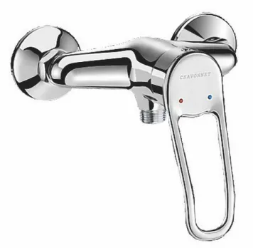 Mechanical shower mixer, sculptured lever, offset std unions